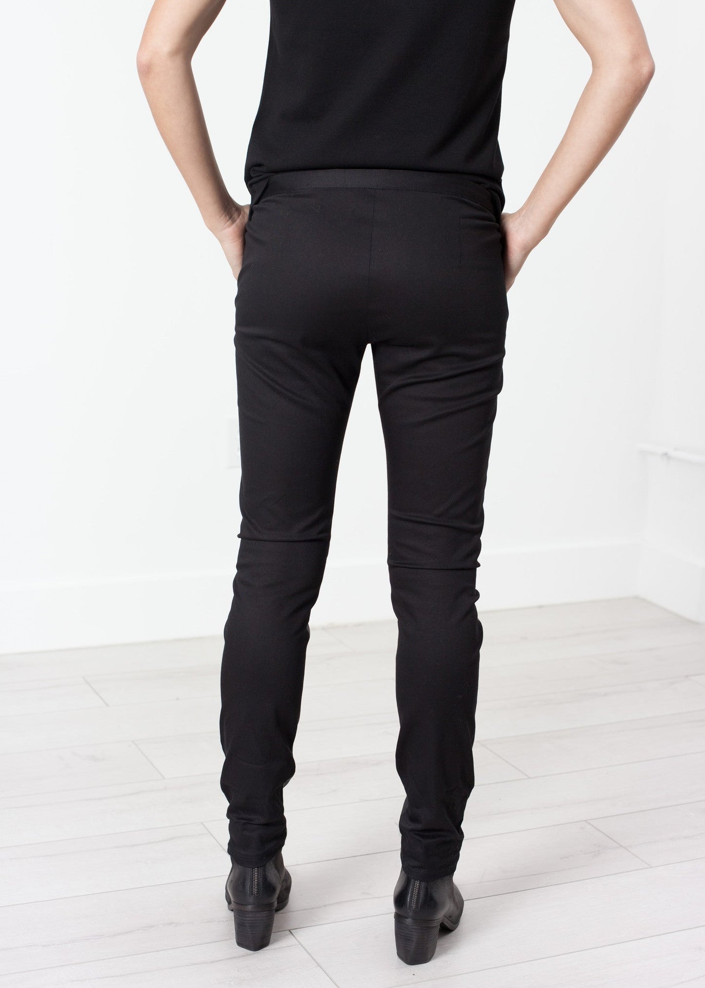 Leather Panel Trouser in Black